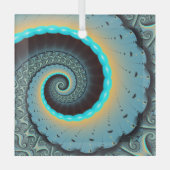 Ornement En Verre Abstraite spirale d'art fractal bleu turquoise ora (Recto)