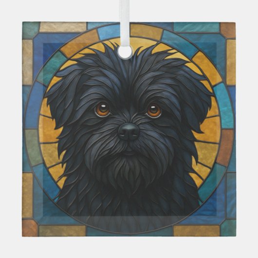 Ornement En Verre Affenpinscher Chien "Verre Tiré" (Recto)