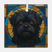 Ornement En Verre Affenpinscher Chien "Verre Tiré" (Verso)