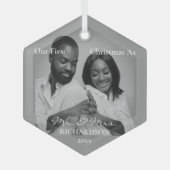 Ornement En Verre Afro-Américain Premier Noël en tant que Mr & Mrs P (Recto)