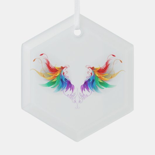 Ornement En Verre Ailes fluffy arc-en-ciel (Recto)
