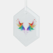Ornement En Verre Ailes fluffy arc-en-ciel (Avant gauche)