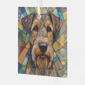 Ornement En Verre Airedale Chien "Verre Tiré" (Avant gauche)