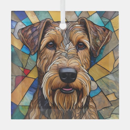 Ornement En Verre Airedale Chien "Verre Tiré" (Recto)