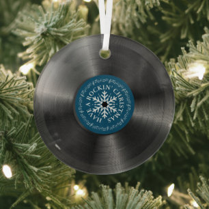 Ornement En Verre Album de vinyle rétro Vintage Noël