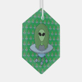 Ornement En Verre Alien dans son petit vaisseau spatial (Avant droite)