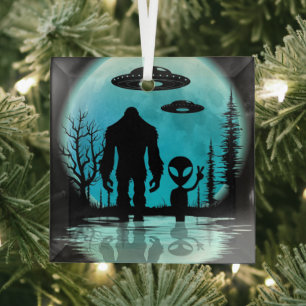 Ornement En Verre Alien UFO Bigfoot