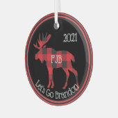 Ornement En Verre Allons-y Brandon FJB Buffalo Plaid Moose (Avant gauche)