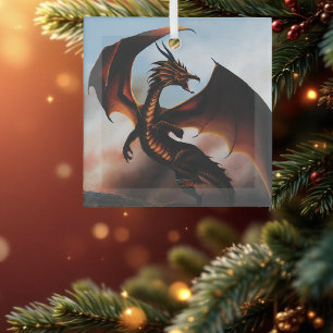 Ornement En Verre Amber Dragon Imaginaire