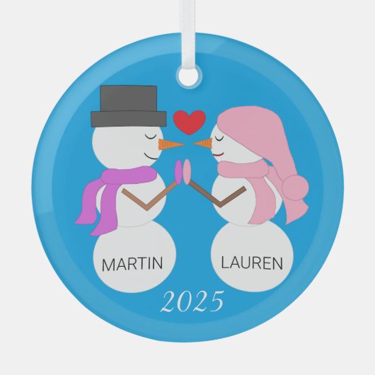Ornement En Verre Amour & Snowpeople : Vert bleu (Recto)