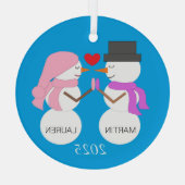 Ornement En Verre Amour & Snowpeople : Vert bleu (Verso)