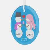 Ornement En Verre Amour & Snowpeople : Vert bleu (Avant gauche)