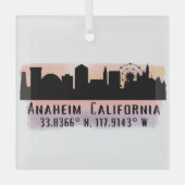 Ornement En Verre Anaheim Skyline Latitude et Longitude (Recto)