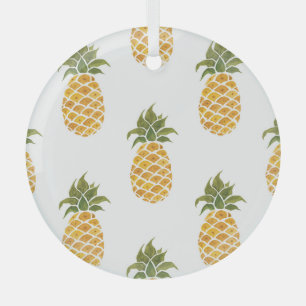 Ornement En Verre Ananas peint à la main, arrière - plan aquarelle.