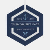 Ornement En Verre Ancre & Oar | Nom du bateau personnalisé (Verso)