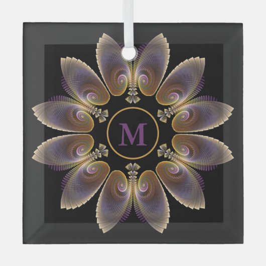 Ornement En Verre Ange Abstraite ailes Mandala Monogramme fractal (Recto)