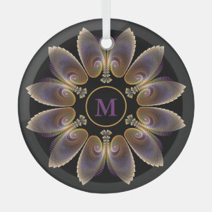 Ornement En Verre Ange Abstraite ailes Mandala Monogramme fractal