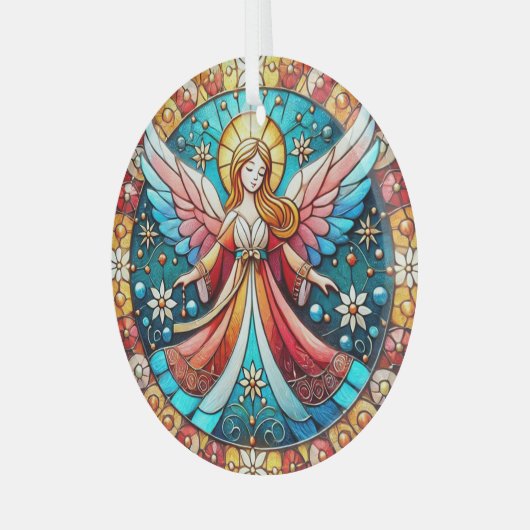 Ornement En Verre Ange de Noël en verre de teint (Avant gauche)