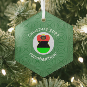Ornement En Verre Ange de Noël personnalisé du drapeau de la diaspor