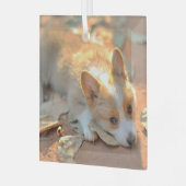 Ornement En Verre Animaux de bébés cutest | Shy Corgi (Avant gauche)