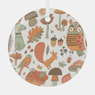 Ornement En Verre Animaux forestiers : Arrière - plan coloré d'autom