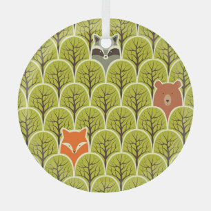 Ornement En Verre Animaux forestiers Motif Vintage