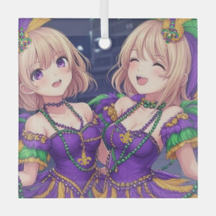 Ornement En Verre Anime Girls Mardi Gras
