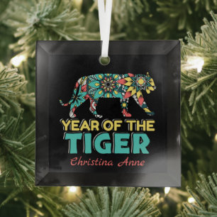 Ornement En Verre Année chinoise du tigre - Mandala