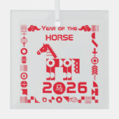 Ornement En Verre Année du cheval 2026 (Recto)