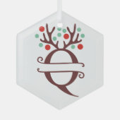 Ornement En Verre Antlers de rennes personnalisés Nom "Q" (Recto)