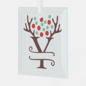 Ornement En Verre Antlers de rennes personnalisés Nom "Y" (Avant gauche)