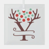 Ornement En Verre Antlers de rennes personnalisés Nom "Y" (Recto)