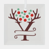 Ornement En Verre Antlers de rennes personnalisés Nom "Y" (Verso)