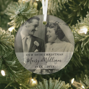 Ornement En Verre Any Anniversary Year Christmas Wedding Photo