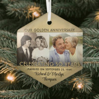 Any Text 2 Photo Golden 50th Mariage Anniversary