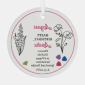 Ornement En Verre Août Gladiola et Poppy Anniversaire Keepsaké (Verso)