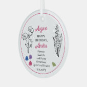 Ornement En Verre Août Gladiola et Poppy Anniversaire Keepsaké (Avant gauche)