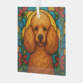 Ornement En Verre Apricot Poodle Chien "Verre Tiré" (Avant gauche)