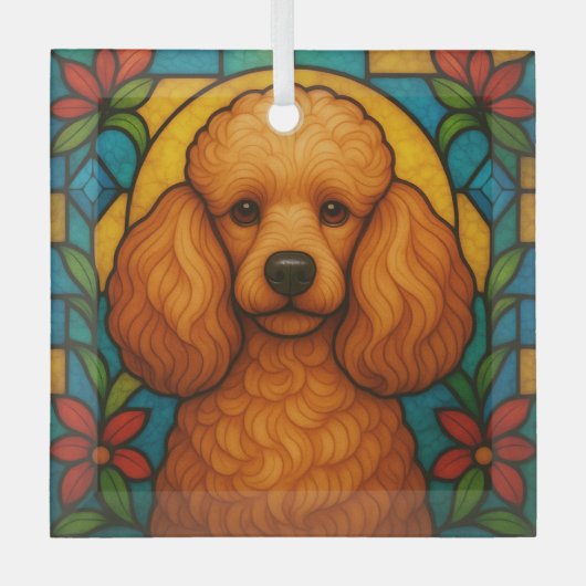 Ornement En Verre Apricot Poodle Chien "Verre Tiré" (Recto)