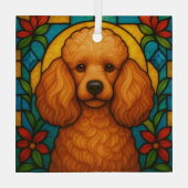 Ornement En Verre Apricot Poodle Chien "Verre Tiré" (Verso)