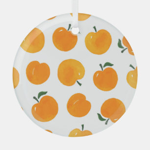 Ornement En Verre Apricots Aquarelle Blanc Arrière - plan Vintage