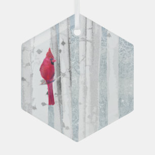 Ornement En Verre Aquarelle Cardinal Oiseau rouge Faune Art de la na