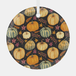Ornement En Verre Aquarelle Citrouilles : Automne Motif sans couture