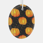 Ornement En Verre Aquarelle citrouilles d'automne, impression Hallow (Avant droite)