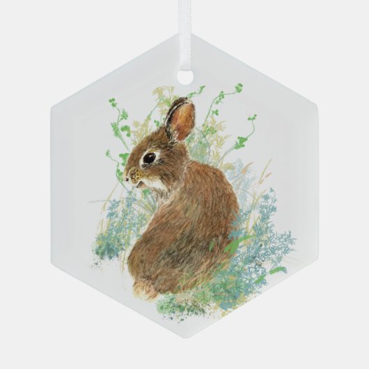 Ornement En Verre Aquarelle Cute lapin Lapin Animal Nature Art (Verso)