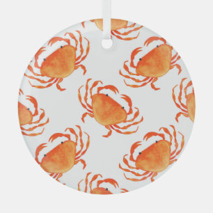 Ornement En Verre Aquarelle de crabe : Motif Arrière - plan blanc