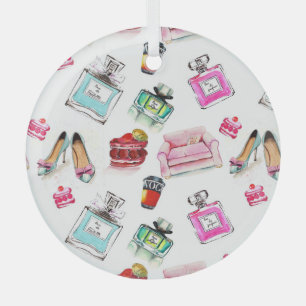 Ornement En Verre Aquarelle Glamor : Mode Motif sans couture
