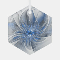 Aquarelle gris bleu Abstrait Fractal Art Flower