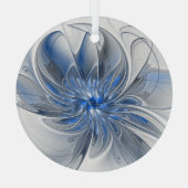 Ornement En Verre Aquarelle gris bleu Abstrait Fractal Art Flower (Verso)