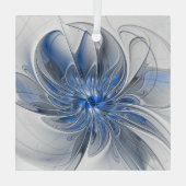 Ornement En Verre Aquarelle gris bleu Abstrait Fractal Art Flower (Verso)